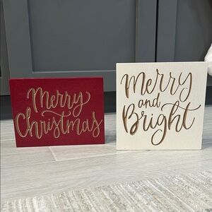 Hobby Lobby Red and Cream Holiday Sign Duo